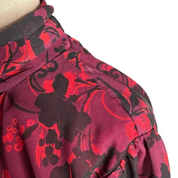 LDT Brooke Maxi Dress Purple Red Floral Pattern Long Women's Size 14 Glam Chic - Picture 8 of 14